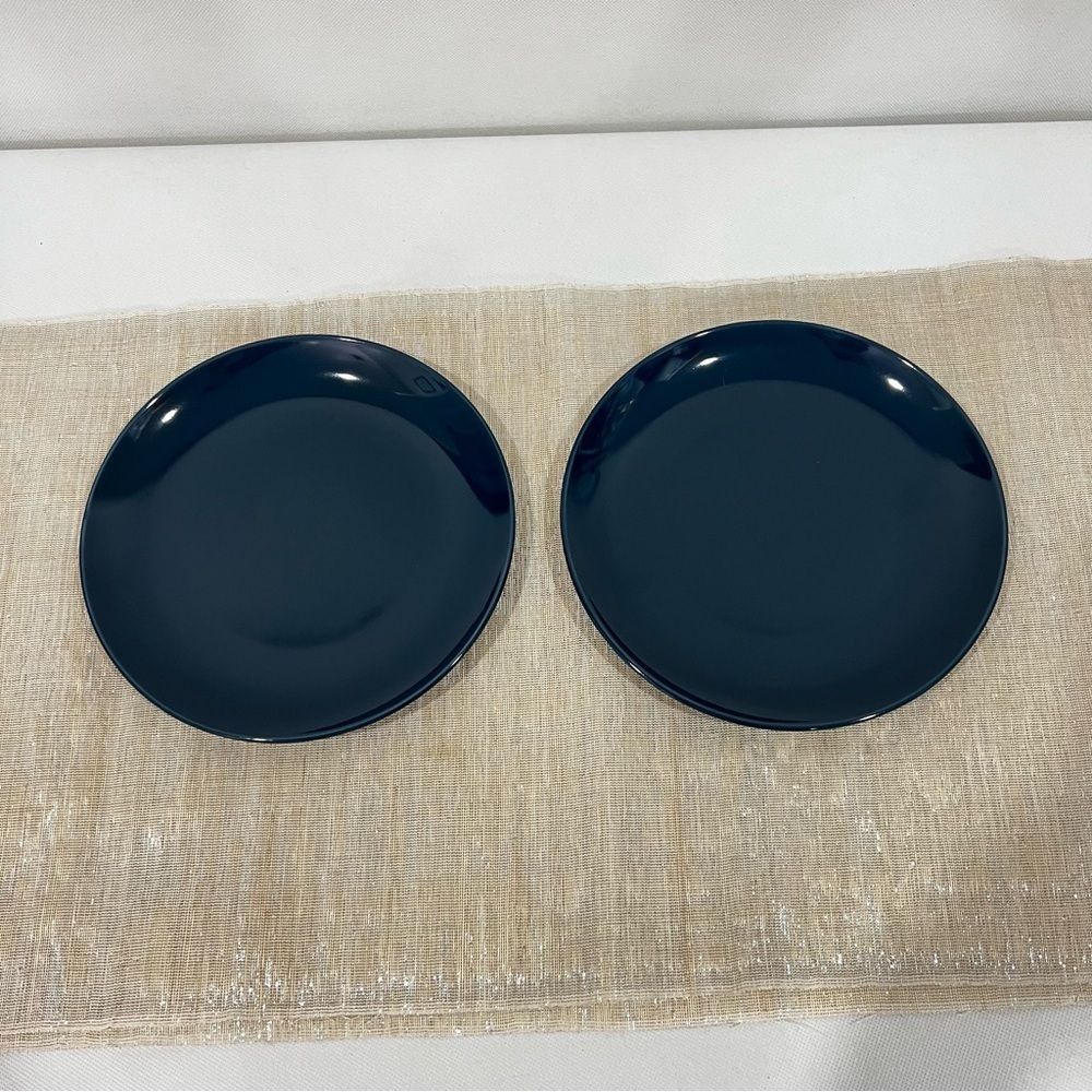 IKEA Salad Plates Lot of Two Elegant Cobalt Blue Glazed Size 8" 21963 Stoneware